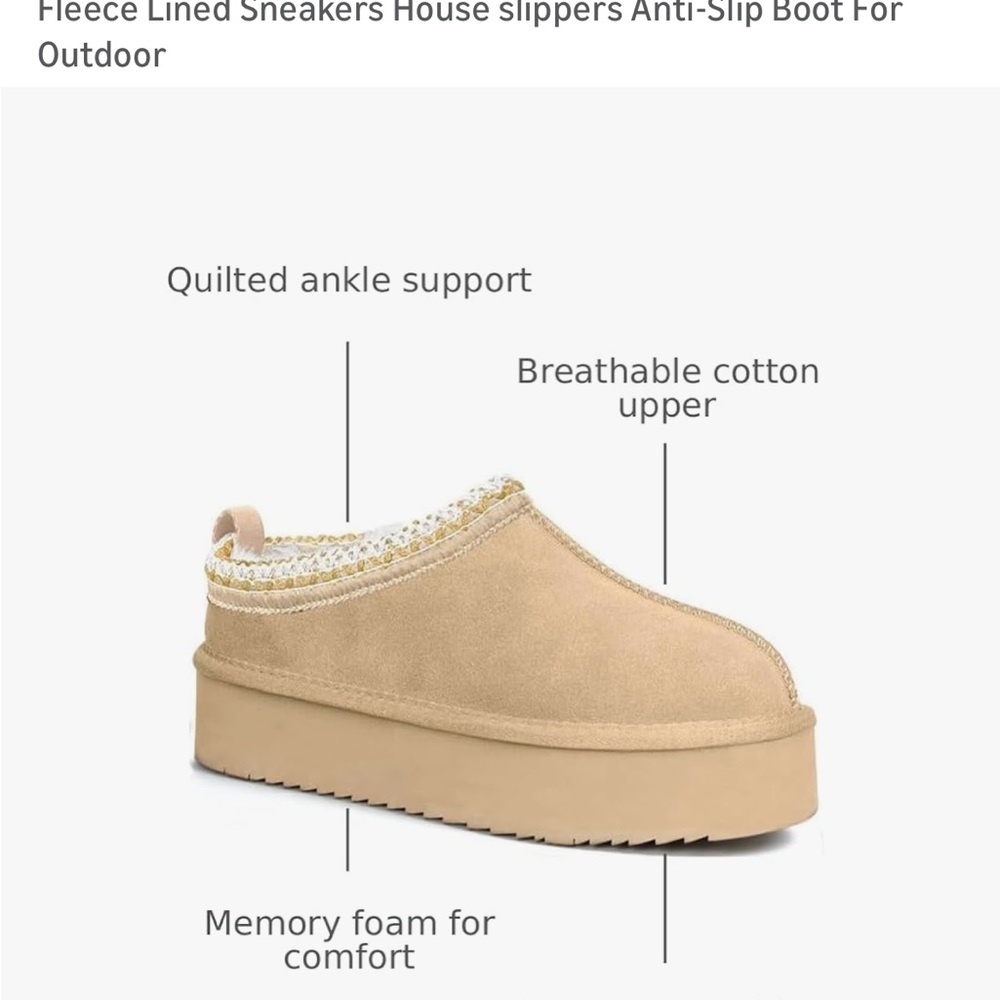 Women's Tan Quilted Slippers with Ankle Support